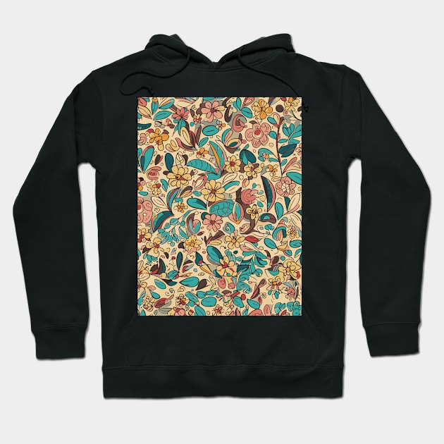 Floral Pattern Colorful Cartoon: Whimsical Flower Magnet Hoodie by FLRW